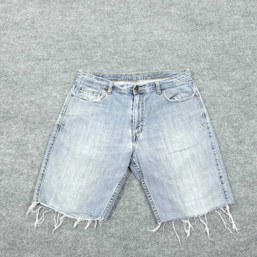 Dockers Denim Shorts Mens 36 Light Blue Cut Off Frayed Hem Distressed Cotton
